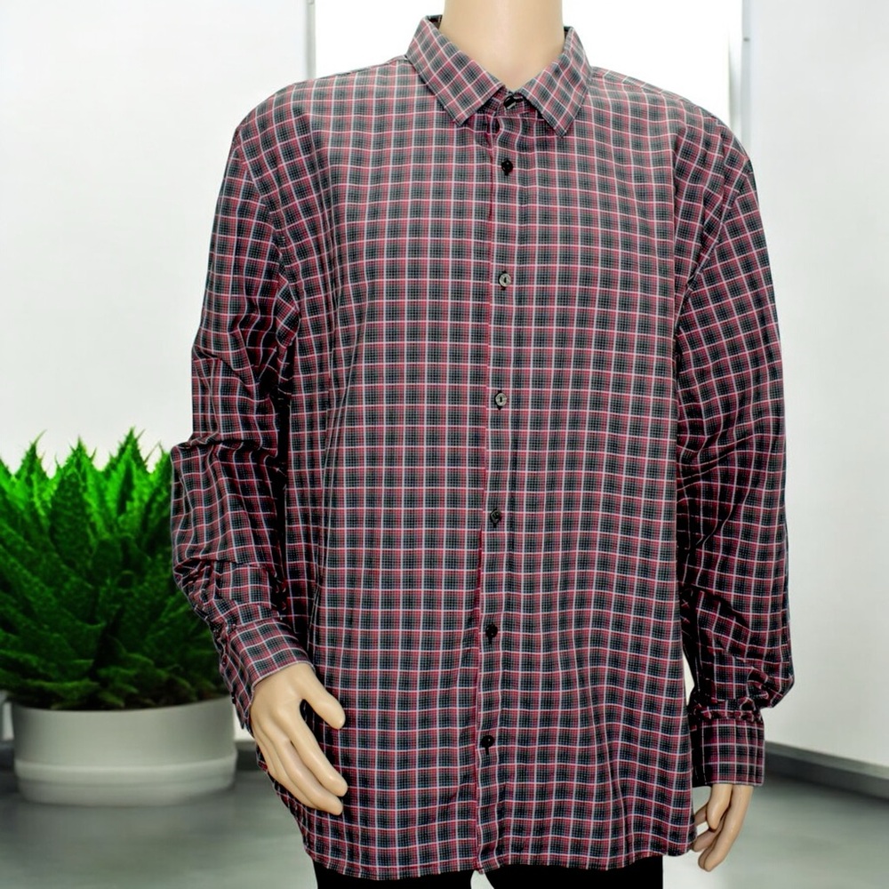 Calvin Klein Men's Victory Plaid Long Sleeve Button Down Shirt - Picture 5 of 15